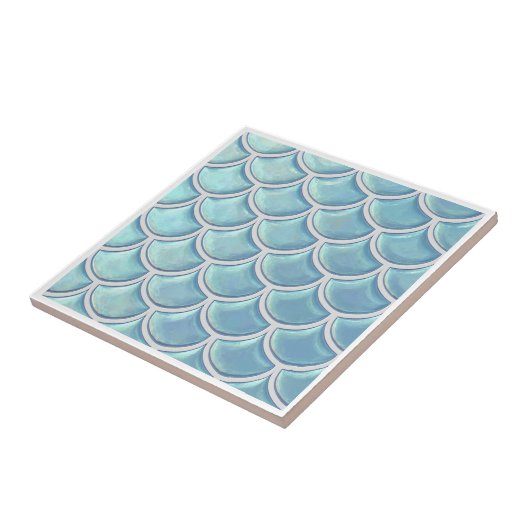 Shiny Fish Scale Pattern Sky Blue ID1199 Tegeltje (Zijkant)