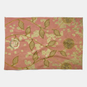 Shiny Floral Pink Monogrammed Theedoek (Horizontaal)