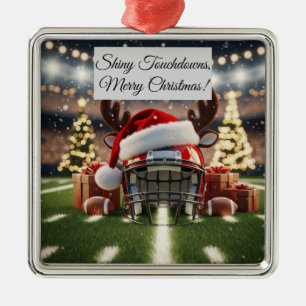 Shiny Football Christmas – Feestelijke Sportvakant Metalen Ornament