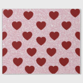 Shiny Glitter Heart Valentine Pattern Gift Wrap Cadeaupapier (Vlak)