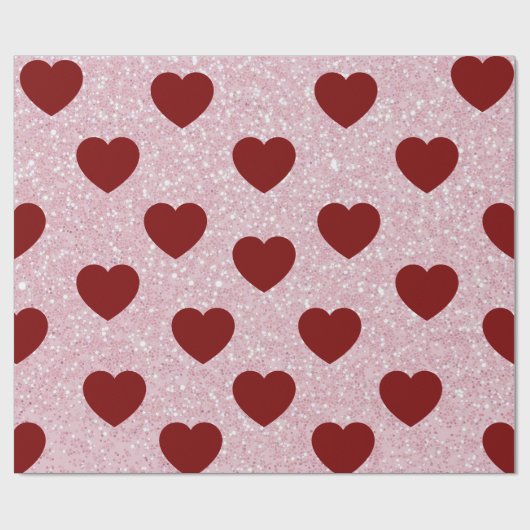 Shiny Glitter Heart Valentine Pattern Gift Wrap Cadeaupapier (Vlak)
