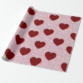 Shiny Glitter Heart Valentine Pattern Gift Wrap Cadeaupapier (Uitgerold)