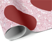 Shiny Glitter Heart Valentine Pattern Gift Wrap Cadeaupapier (Rol Hoek)