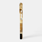 Shiny Gold Abstract Sleek Black Monogrammed iPhone 16 Hoesje (Linkerkant)