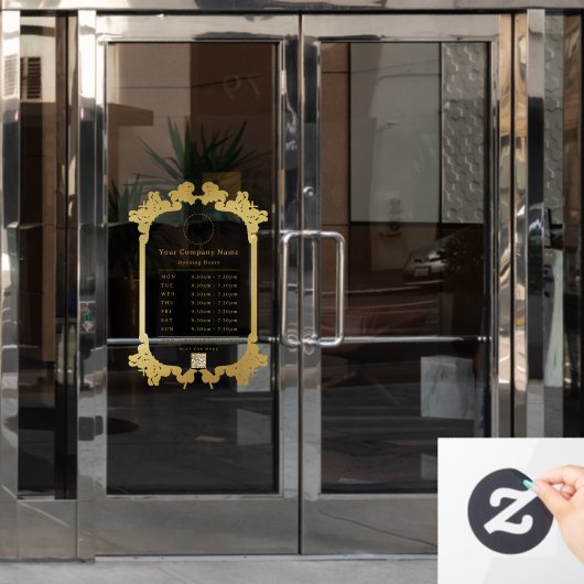  Shiny Gold Company Logo QR code Openingstijden Raamsticker (Kantoordeur)