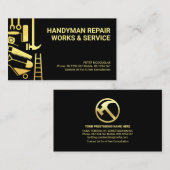 Shiny Gold Construction Handyman Tools Visitekaartje (Voorkant / Achterkant)