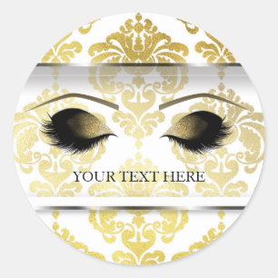 Shiny Gold Damask Glam Makeup Eyelashes Ronde Sticker