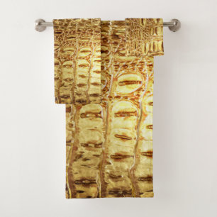 Shiny Gold Designer Alligator Crocodile Skin Bad Handdoek