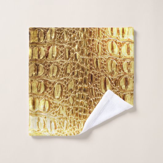 Shiny Gold Designer Alligator Crocodile Skin Bad Handdoek (Wasdoekje)