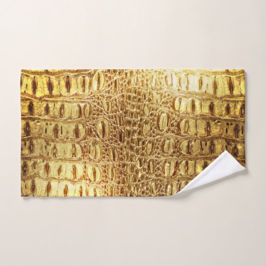 Shiny Gold Designer Alligator Crocodile Skin Bad Handdoek (Handdoek)