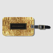 Shiny Gold Designer Alligator Crocodile Skin Bagagelabel (Voorkant (horizontaal))