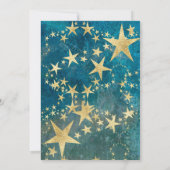 Shiny Gold en Blue Quinceanera Invitation Kaart (Achterkant)