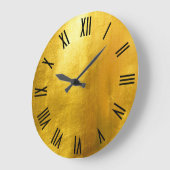 Shiny Gold Faux Folie Black Roman Numers Grote Klok (Hoek)