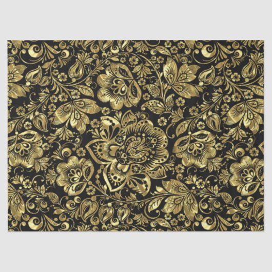 Shiny Gold Floral Damaskers Tissuepapier (Voorkant)