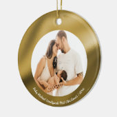Shiny Gold Foil, Baby 1e kerst Keramisch Ornament (Links)