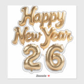 Shiny Gold Foil Balloon Happy New Year  Sticker (Vel)