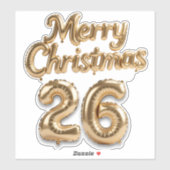 Shiny Gold Foil Balloon Merry Christmas Sticker (Vel)