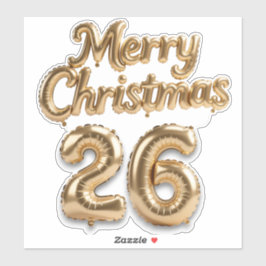 Shiny Gold Foil Balloon Merry Christmas Sticker