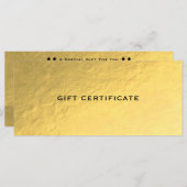 Shiny Gold Golden Ticket Glam Gift Certificate (Voorkant / Achterkant)