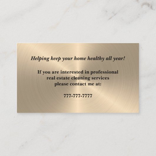 Shiny Gold Minimal Pro Home Cleaning Visitekaartje (Achterkant)