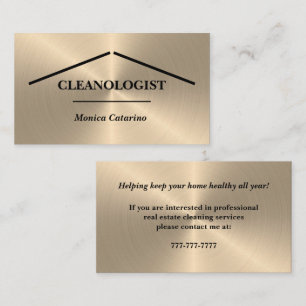 Shiny Gold Minimal Pro Home Cleaning Visitekaartje