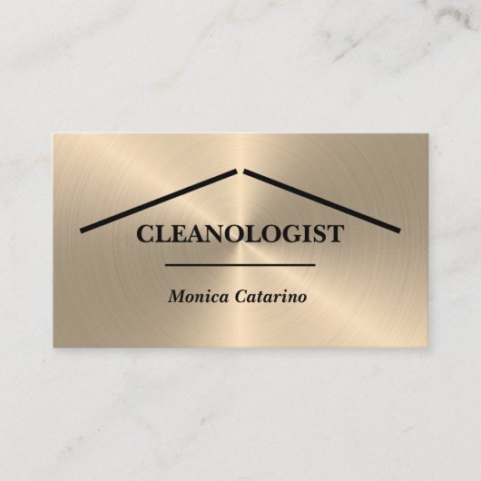 Shiny Gold Minimal Pro Home Cleaning Visitekaartje (Voorkant)