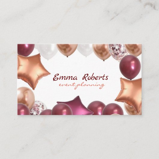Shiny Gold Paars Balloons Visitekaartje (Voorkant)