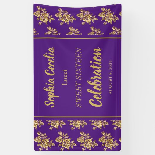 Shiny Gold Rozen Party Banner (Verticaal)