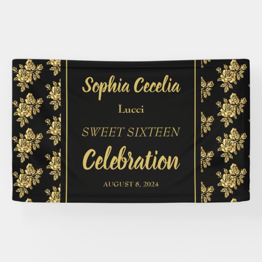 Shiny Gold Rozen Party Banner (Horizontaal)