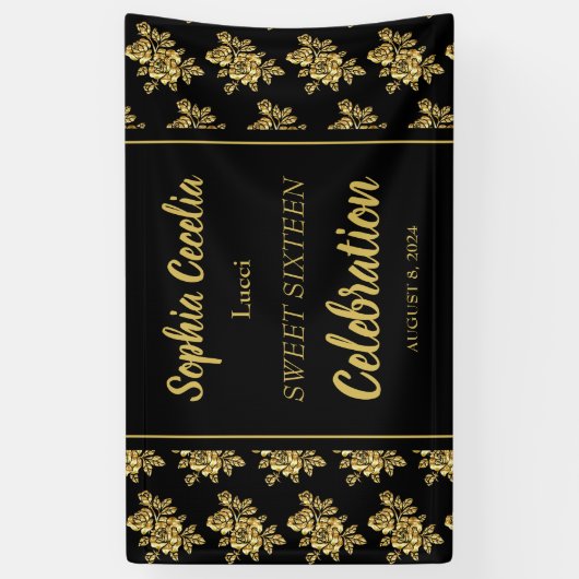 Shiny Gold Rozen Party Banner (Verticaal)