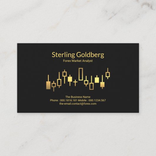 Shiny Gold Stock Exchange Graph Forex Dealer Visitekaartje (Voorkant)