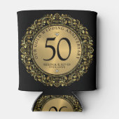 Shiny Gold Swirls Circle Lijst 50e bruiloft Blikjeskoeler (Achterkant)