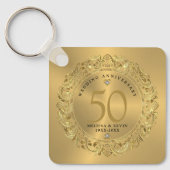 Shiny Gold Swirls Circle Lijst 50e bruiloft Sleutelhanger (Voorkant)
