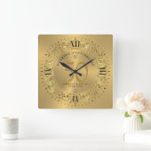 Shiny Gold Swirls Circle Lijst 50e bruiloft Vierkante Klok (Huis)
