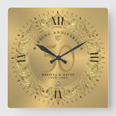 Shiny Gold Swirls Circle Lijst 50e bruiloft Vierkante Klok (Voorkant)