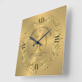 Shiny Gold Swirls Circle Lijst 50e bruiloft Vierkante Klok (Hoek)