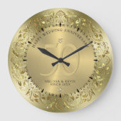 Shiny Gold Swirls Circle Lijst 50ste bruiloft Grote Klok (Voorkant)