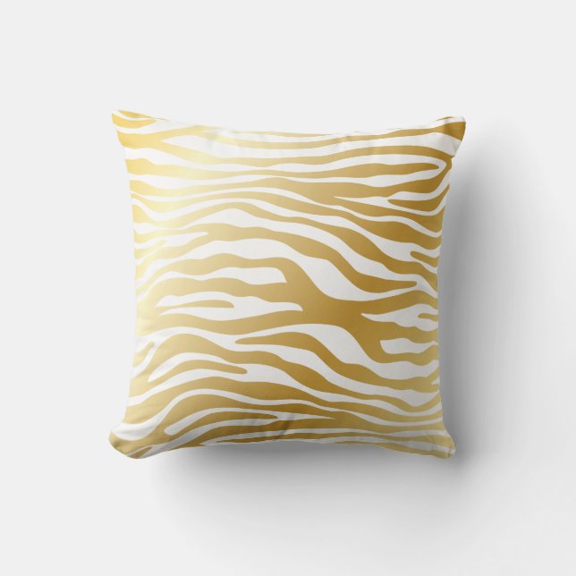 Shiny Gold Zebra Pattern Kussen (Voorkant)