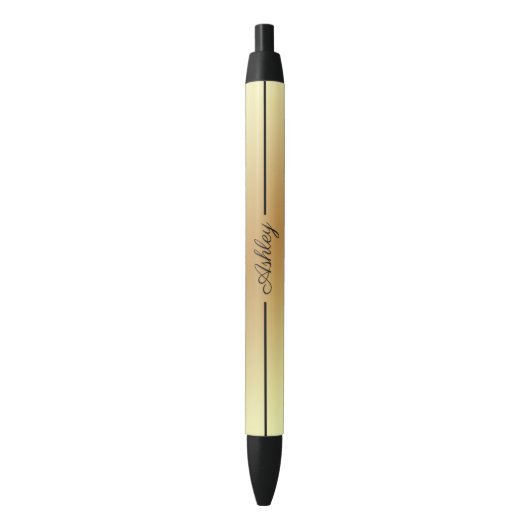 Shiny Gold Zwarte Inkt Pen (Voorkant Verticaal)