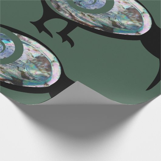 SHINY GREEN BLUE PAUA KIWI BIRD KORU NEW ZEALAND CADEAUPAPIER (Hoek)