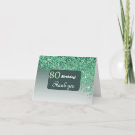 Shiny Green Glitter, 80e verjaardag Bedankkaart