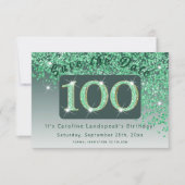 Shiny Green Glitter voor 100e verjaardag Save The Date (Voorkant)