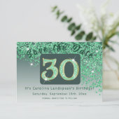 Shiny Green Glitter voor 30e verjaardag Save The Date (Staand voorkant)