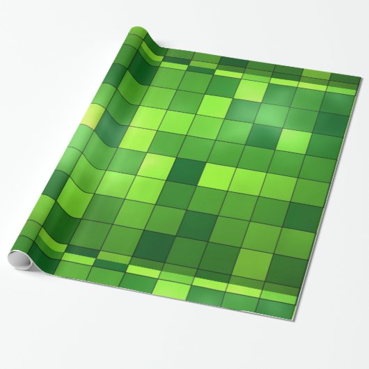 Shiny Green Mosaic Pattern Cadeaupapier (Uitgerold)