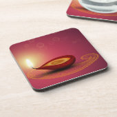 Shiny Happy Diwali Diya - Cork Onderzetter (Linkerzijde)