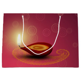 Shiny Happy Diwali Diya - Grote Gift Bag Groot Cadeauzakje