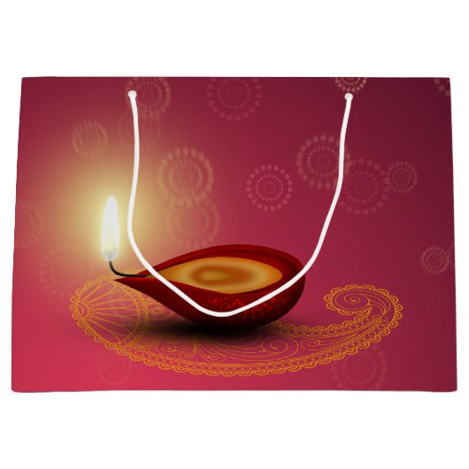 Shiny Happy Diwali Diya - Grote Gift Bag Groot Cadeauzakje (Voorkant)
