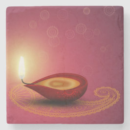 Shiny Happy Diwali Diya - Onderzetter met marmer S
