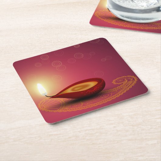 Shiny Happy Diwali Diya - Onderzetter papier (Schuin)