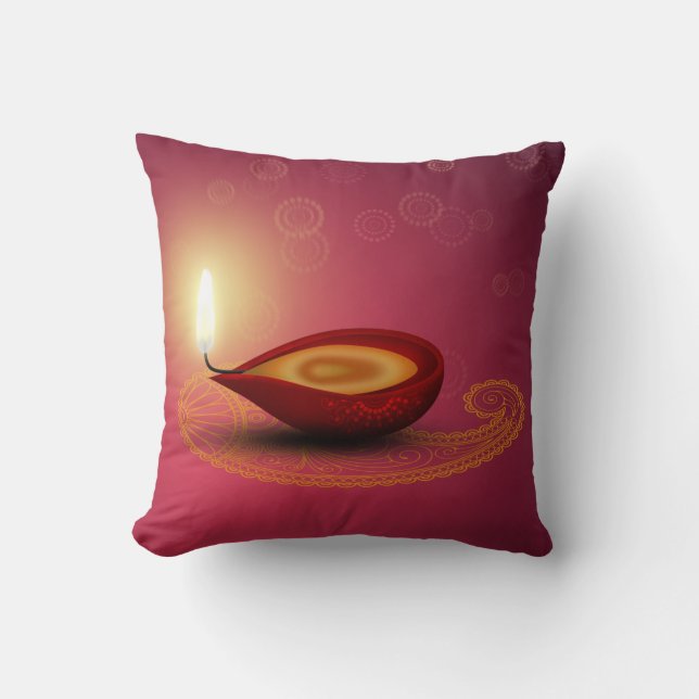 Shiny Happy Diwali Diya - Pillow Kussen (Voorkant)